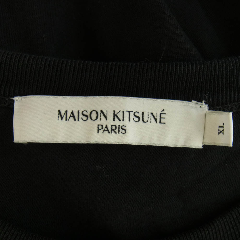 MAISON KITSUNE メゾンキツネ GU00154KJ0010 チラックス フォックス 刺? Tシャツ 半袖 カットソー ブラック系 XL【中古】