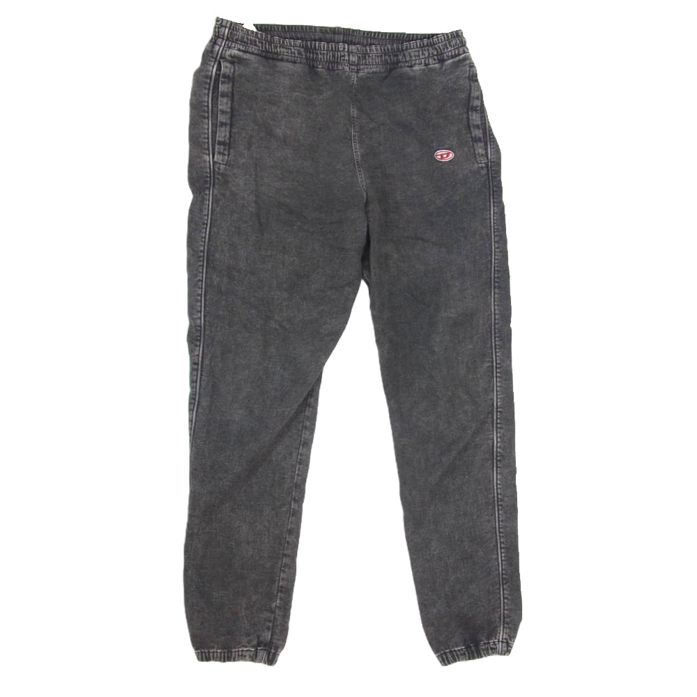 DIESEL ディーゼル A03932 Tapered D-Lab Track Denim Dロゴ ウォッシュ加工 デニム スウェット パンツ ブラック系 L【中古】
