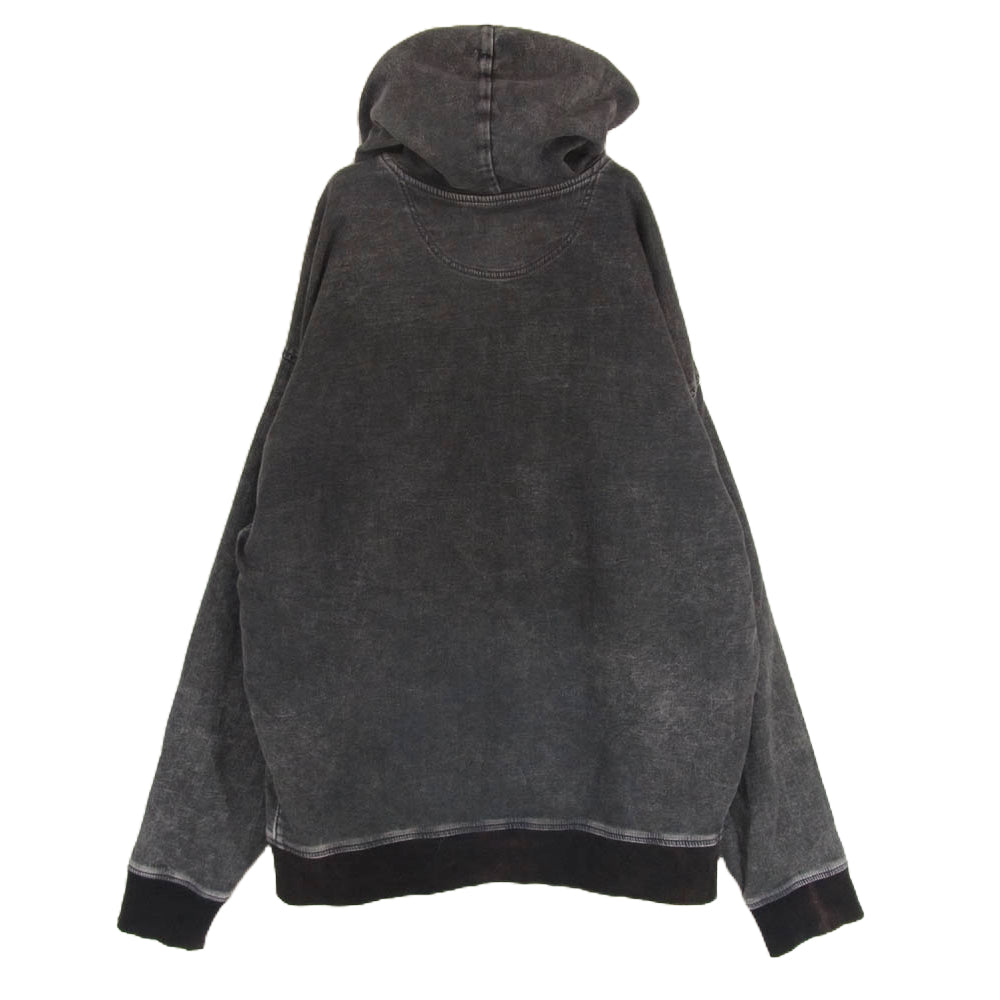 DIESEL ディーゼル A03939 D-Um-Rib track denim hoodie Dロゴ ウォッシュ加工 デニム プルオーバー パーカー フーディー ブラック系 XL【中古】