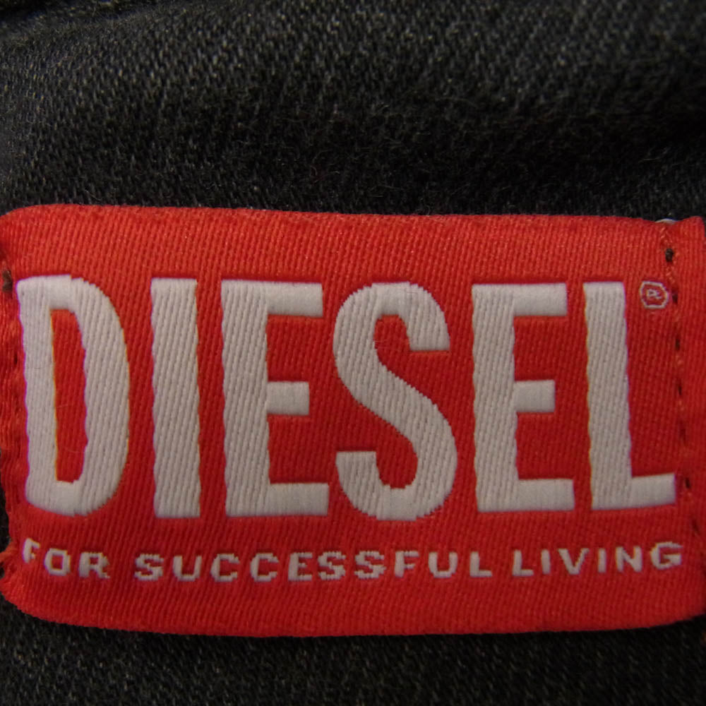 DIESEL ディーゼル A03939 D-Um-Rib track denim hoodie Dロゴ ウォッシュ加工 デニム プルオーバー パーカー フーディー ブラック系 XL【中古】