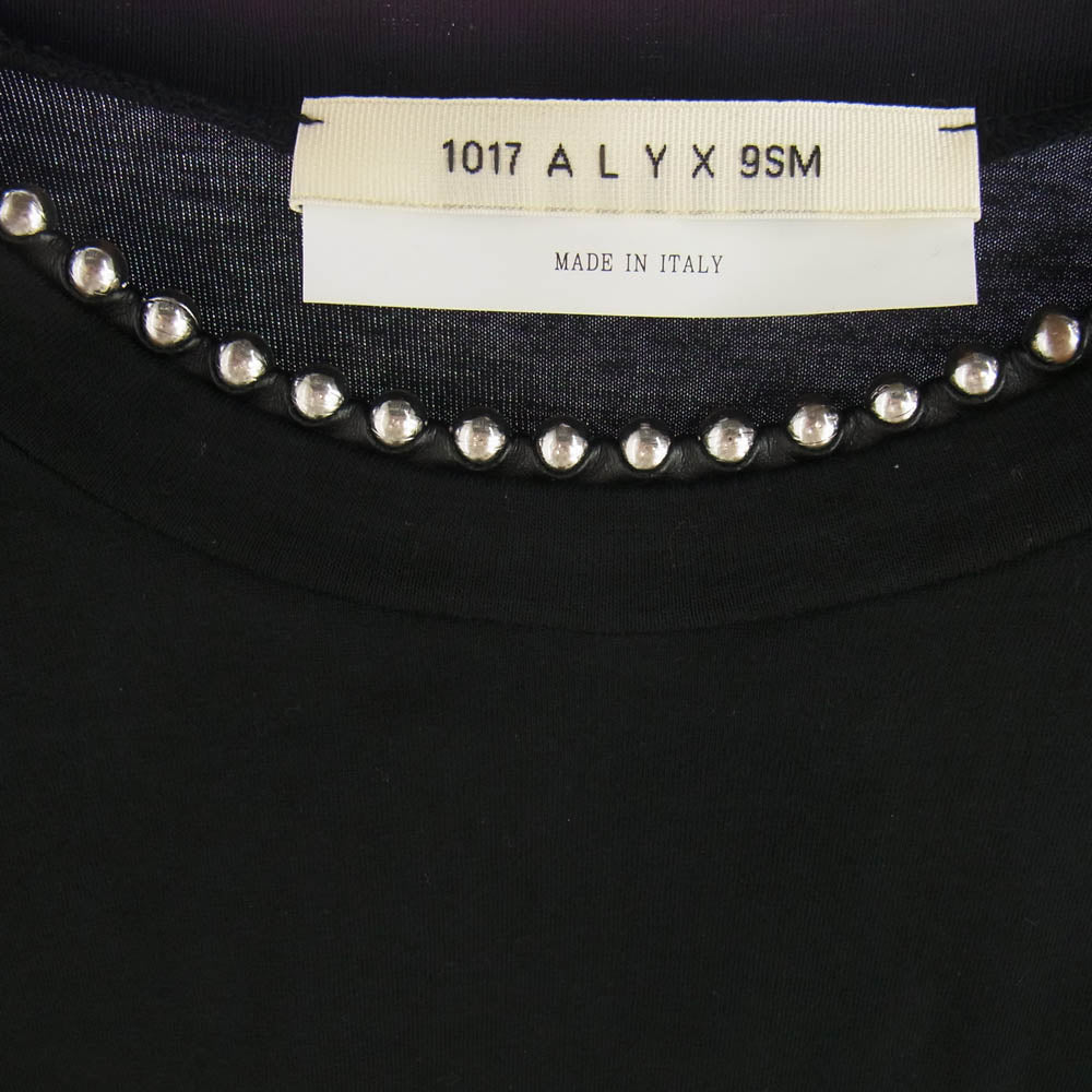 アリクス スタッズ ネックビーズ付き ロゴプリント 半袖 クルーネック Tシャツ カットソー ブラック系 L【中古】