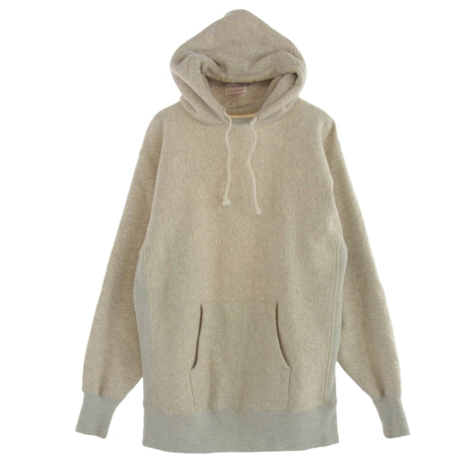 Champion チャンピオン C3-Q131 TRUE TO ARCHIVES トゥルートゥーアーカイブス RW PO AFTER HOOD-SLV GY リバースウィーブ スウェット 後付けパーカー アフターフーディ― ベージュ系 L【中古】