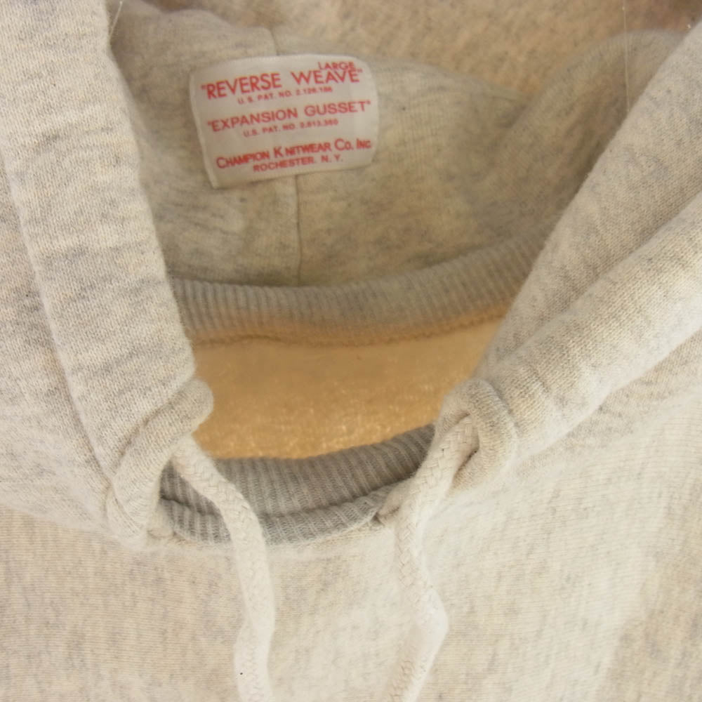 Champion チャンピオン C3-Q131 TRUE TO ARCHIVES トゥルートゥーアーカイブス RW PO AFTER HOOD-SLV GY リバースウィーブ スウェット 後付けパーカー アフターフーディ― ベージュ系 L【中古】