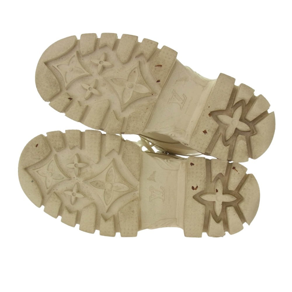 LOUIS VUITTON ルイ・ヴィトン 22AW D1 262 LV バロックライン モノグラムフラワー エナメル レースアップ レザーブーツ ホワイト系 7【中古】