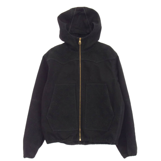 LOUIS VUITTON ルイ・ヴィトン 22AW 1AA4OF イタリア製 ヴァージル・アブロー期 モノグラム ディテール フーデッド デニム ジャケット フルジップ デニムフーディ ブラック系 48【中古】