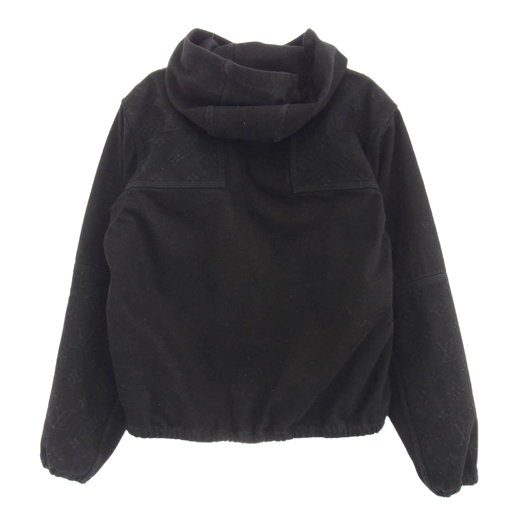 LOUIS VUITTON ルイ・ヴィトン 22AW 1AA4OF イタリア製 ヴァージル・アブロー期 モノグラム ディテール フーデッド デニム ジャケット フルジップ デニムフーディ ブラック系 48【中古】