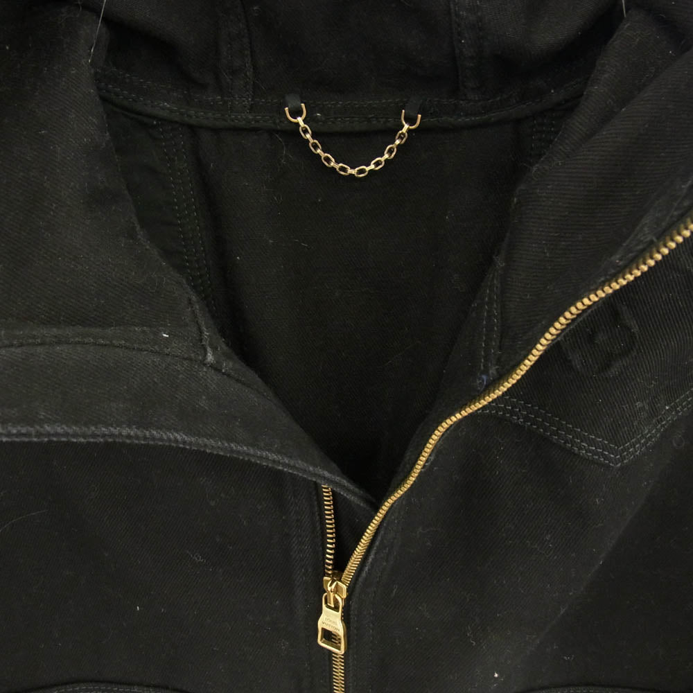 LOUIS VUITTON ルイ・ヴィトン 22AW 1AA4OF イタリア製 ヴァージル・アブロー期 モノグラム ディテール フーデッド デニム ジャケット フルジップ デニムフーディ ブラック系 48【中古】