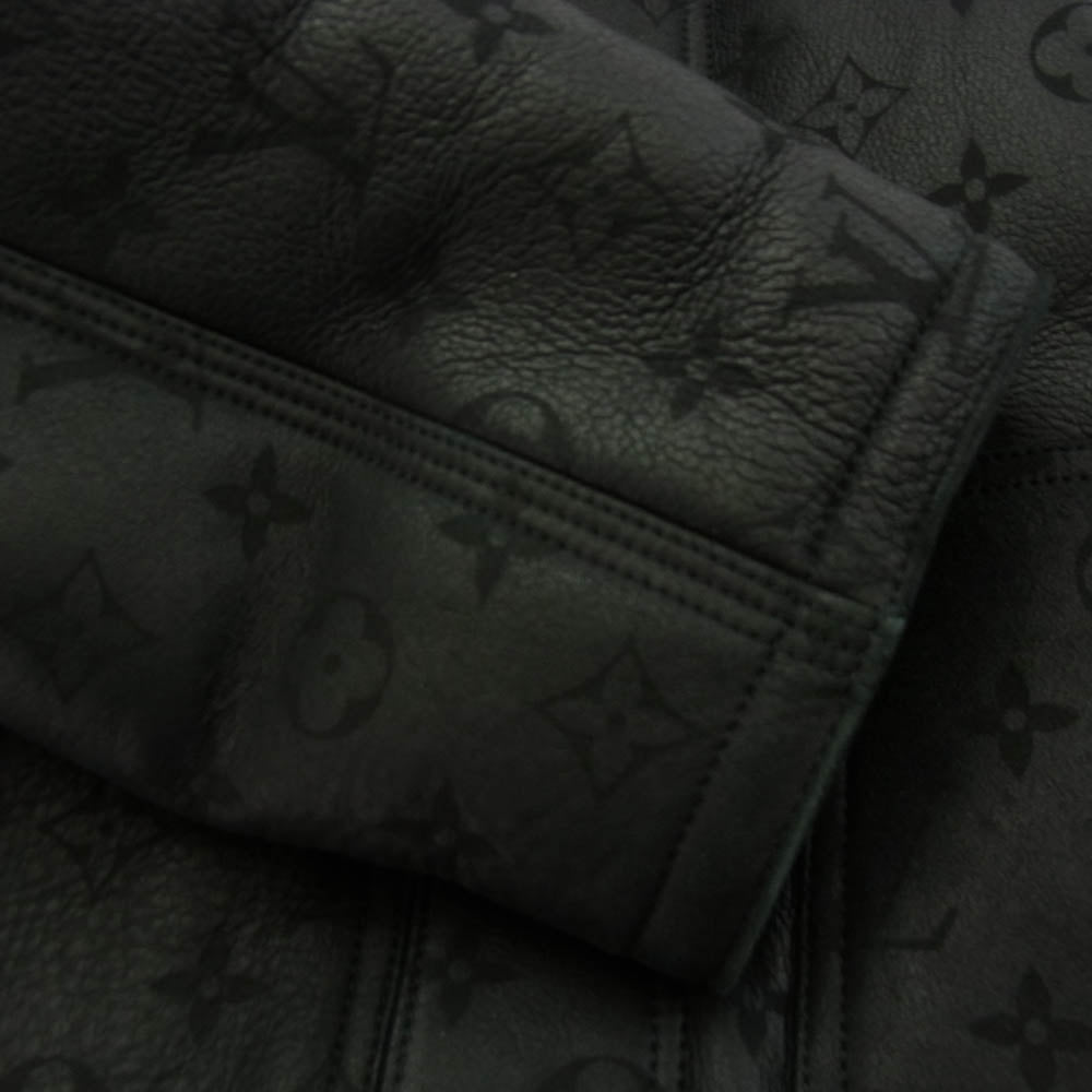 LOUIS VUITTON ルイ・ヴィトン 1AF639 モノグラム シアリング レザー ムートン ブルゾン ジャケット ブラック系 50【中古】