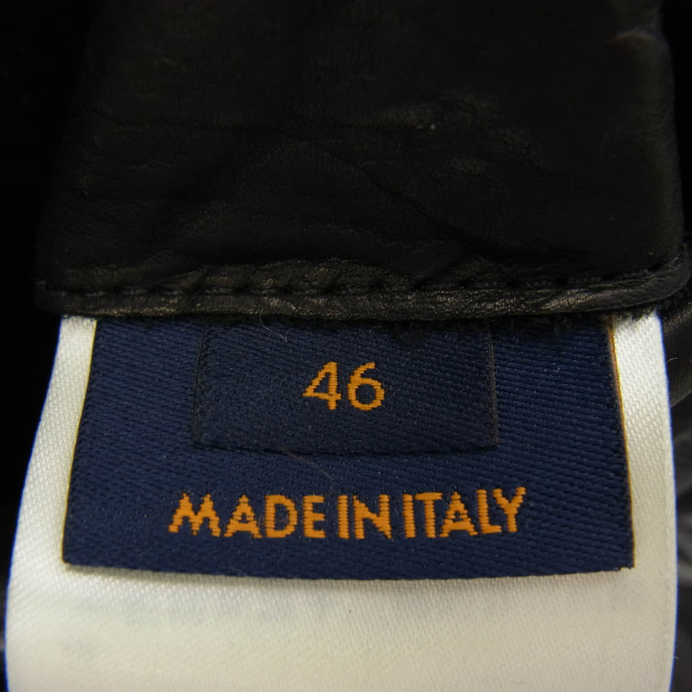 LOUIS VUITTON ルイ・ヴィトン 21AW HLL83E イタリア製 ヴァージル・アブロー期 RM212 ZCZ LV エンブロイダリー レザー ボンバージャケット ブラック系 46【中古】