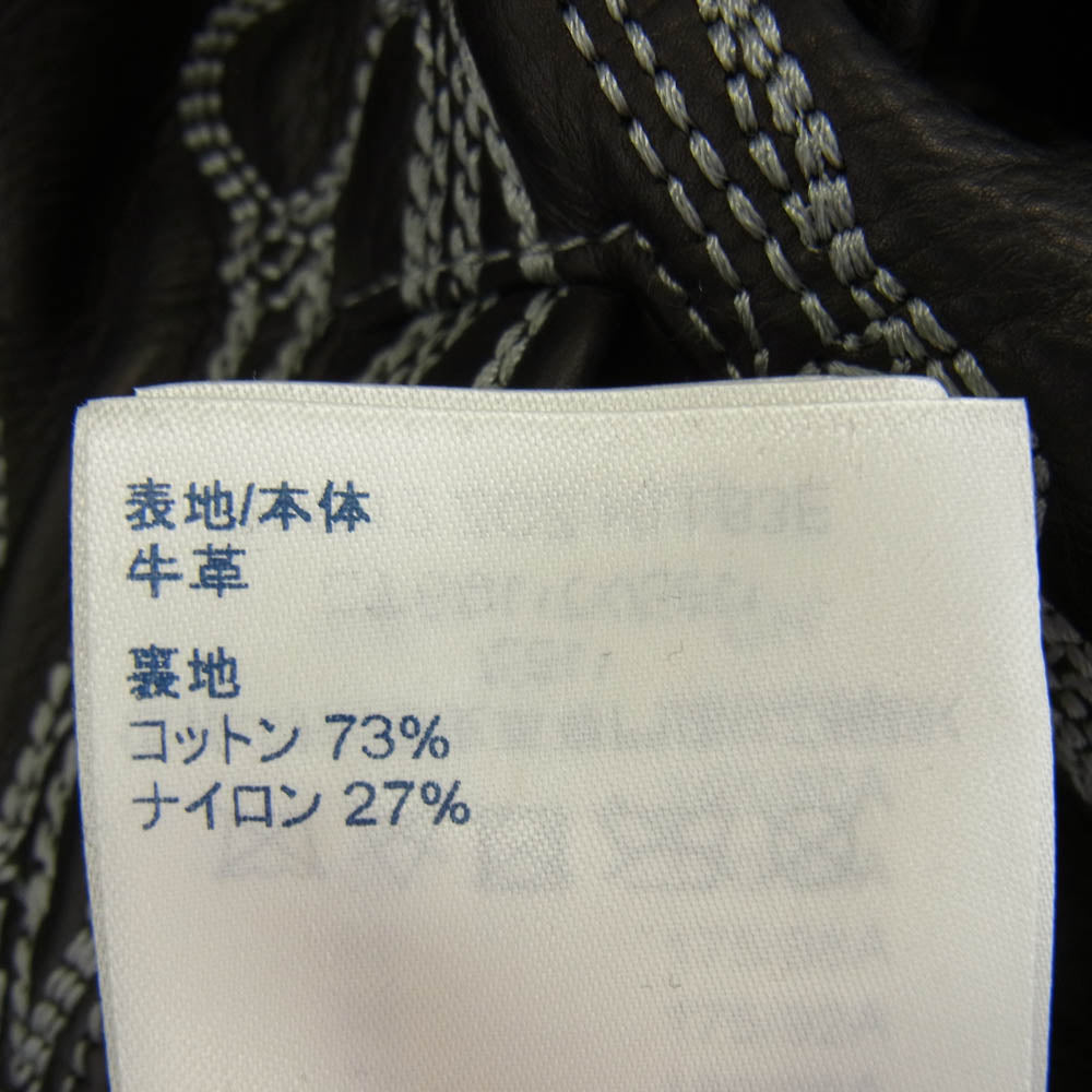 LOUIS VUITTON ルイ・ヴィトン 21AW HLL83E イタリア製 ヴァージル・アブロー期 RM212 ZCZ LV エンブロイダリー レザー ボンバージャケット ブラック系 46【中古】