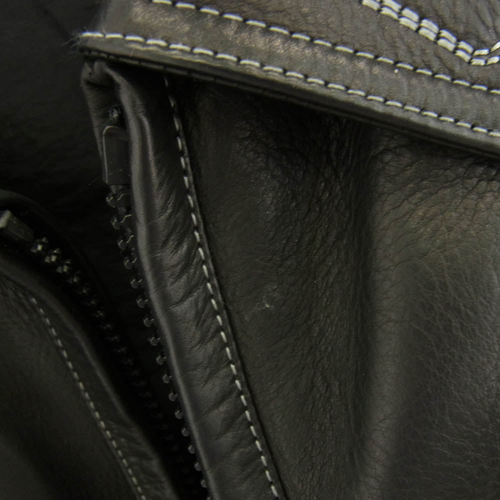 LOUIS VUITTON ルイ・ヴィトン 21AW HLL83E イタリア製 ヴァージル・アブロー期 RM212 ZCZ LV エンブロイダリー レザー ボンバージャケット ブラック系 46【中古】