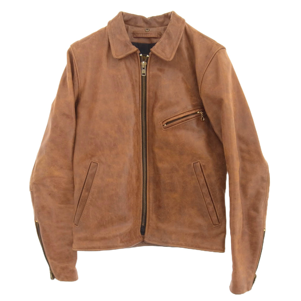 VANSON バンソン ENF OCTAGON エンフィールド オクタゴン レザー ライダース ジャケット ブラウン系 34【中古】