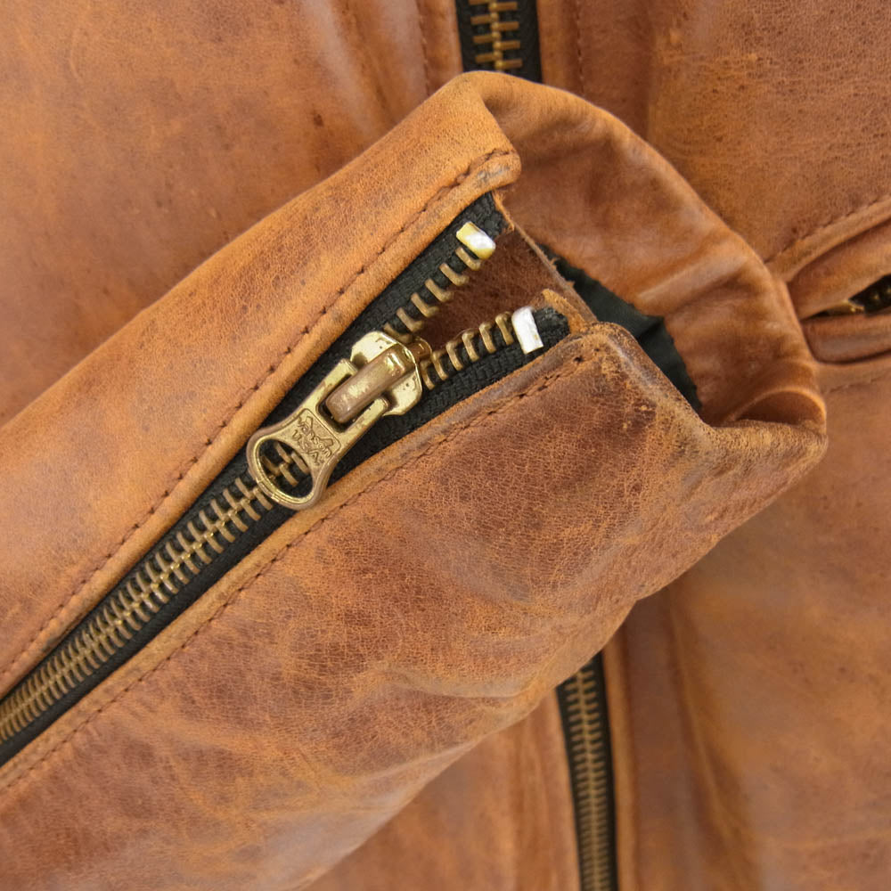 VANSON バンソン ENF OCTAGON エンフィールド オクタゴン レザー ライダース ジャケット ブラウン系 34【中古】