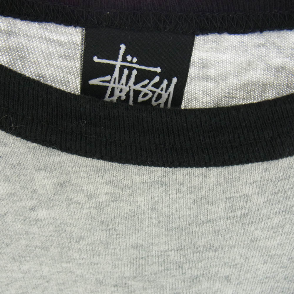 STUSSY ステューシー 7分丈 ラグランスリーブ カットソー Tシャツ グレー系 ブラック系 S【中古】