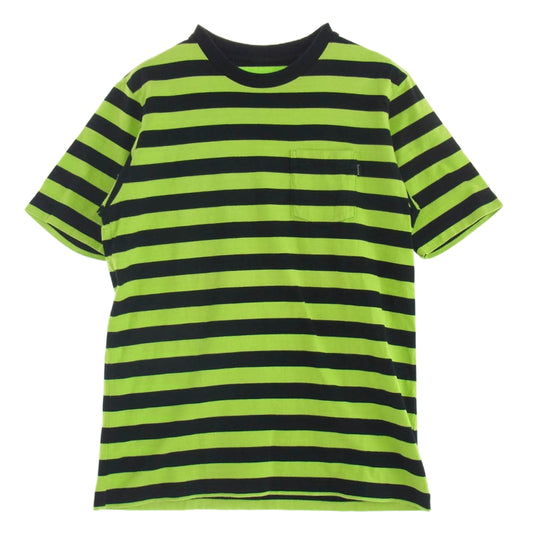 Supreme シュプリーム S/S Pocket Tee  ピスタグ ショートスリーブ ボーダー ポケット Tシャツ ライトグリーン系 ブラック系 S【中古】