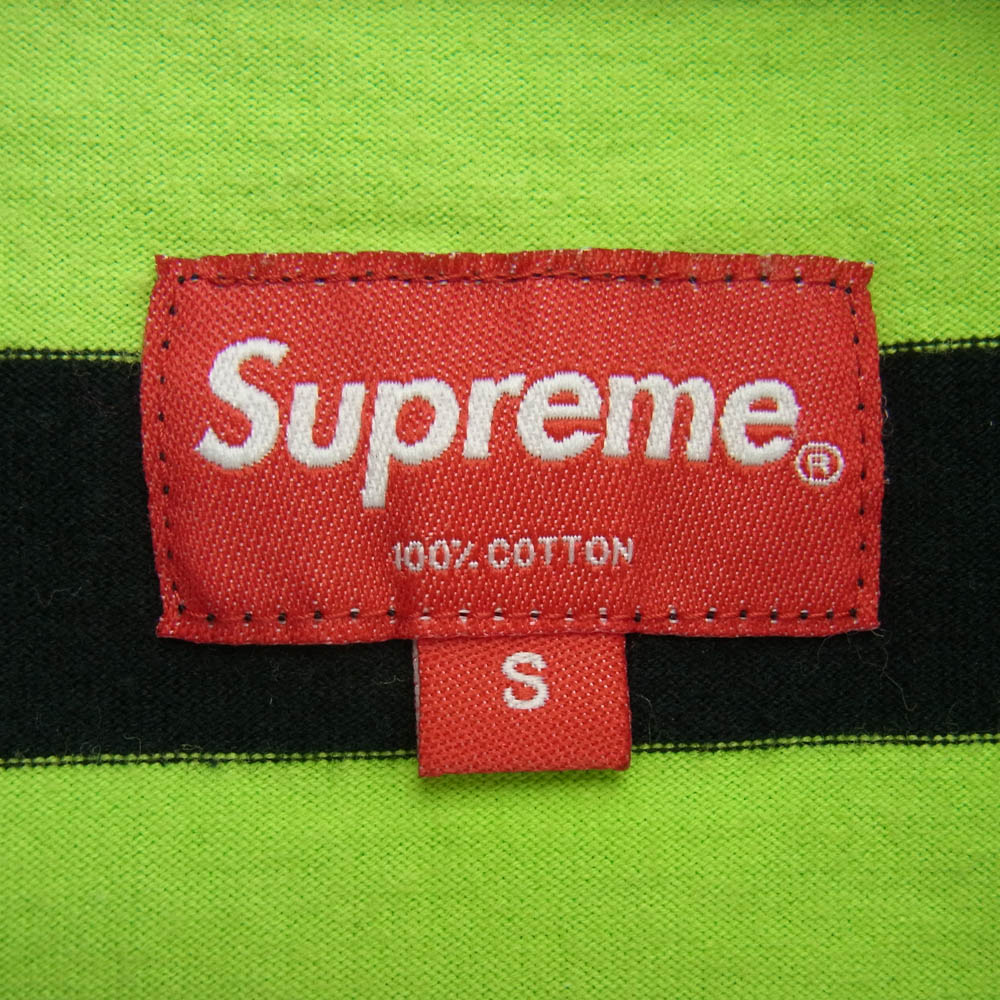 Supreme シュプリーム S/S Pocket Tee  ピスタグ ショートスリーブ ボーダー ポケット Tシャツ ライトグリーン系 ブラック系 S【中古】