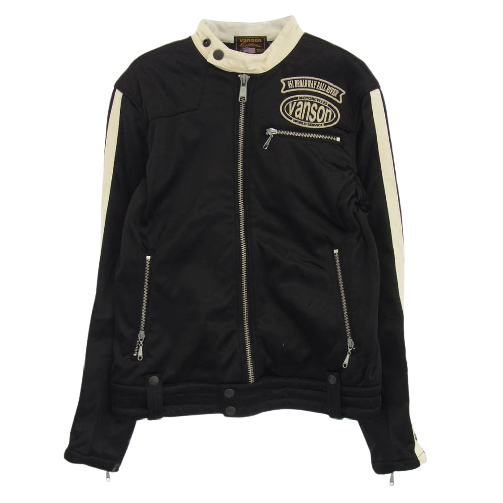 VANSON バンソン × 武装戦線 T.F.O.A 裏フリース ボンディング シングル ライダース ジャケット ブラック系 M【中古】