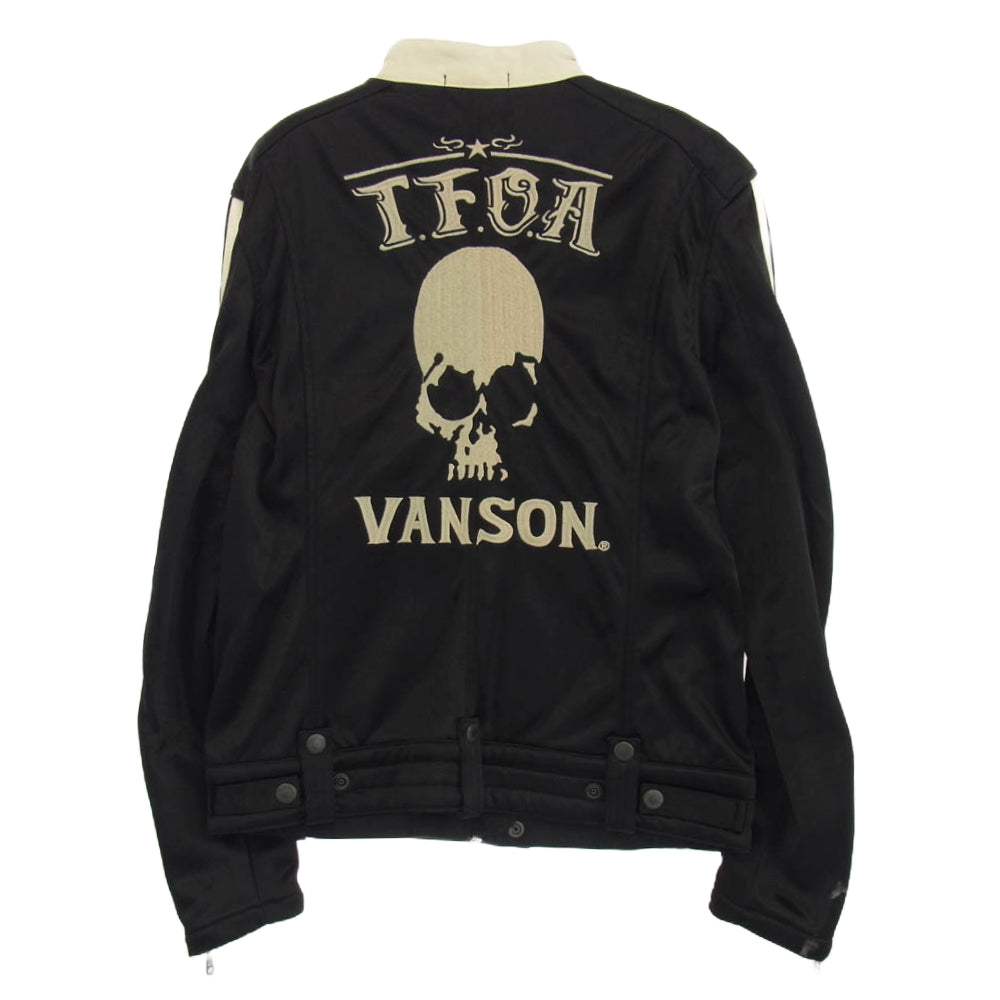 VANSON バンソン × 武装戦線 T.F.O.A 裏フリース ボンディング シングル ライダース ジャケット ブラック系 M【中古】