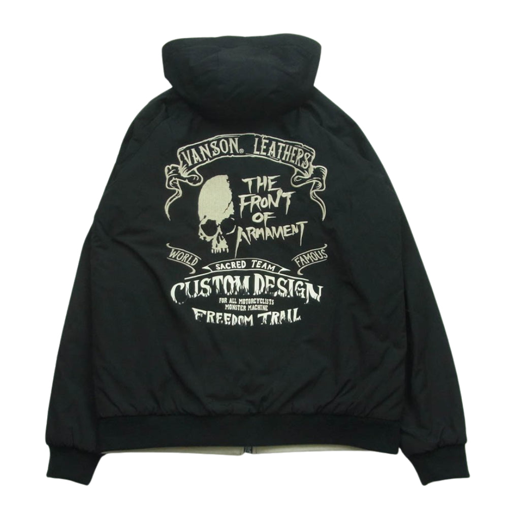 VANSON バンソン 武装戦線 T.F.O.A デスラビット フェイクファー リバーシブル 刺繍 ジャケット ブラック系 クリーム色系 XL【中古】