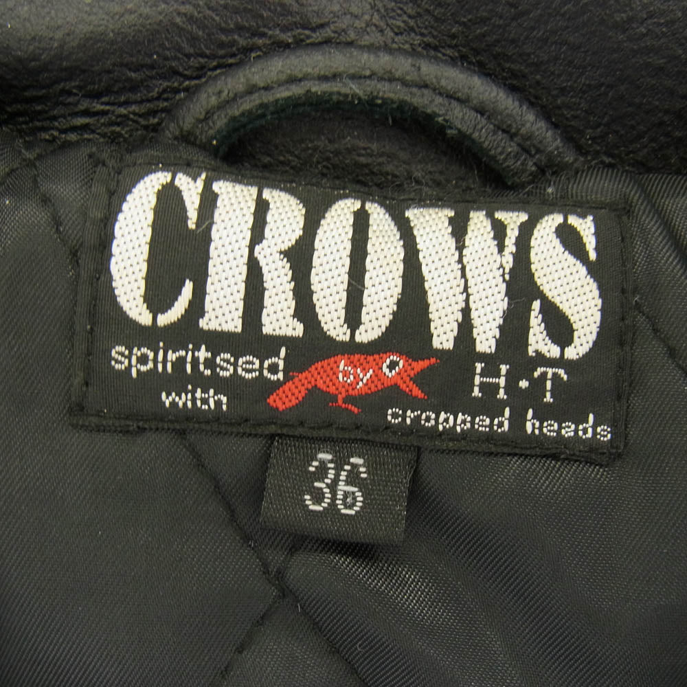 クロップドヘッズ × CROWS クローズ T.F.O.A 武装戦線 襟付き シングル ライダース ジャケット レザー 牛革 ブラック系 36【中古】