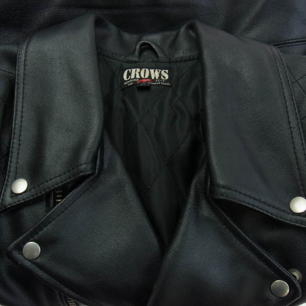 クロップドヘッズ × CROWS クローズ 武装戦線 T.F.O.A ダブル ライダース ジャケット レザー 牛革 ブラック系 38【中古】