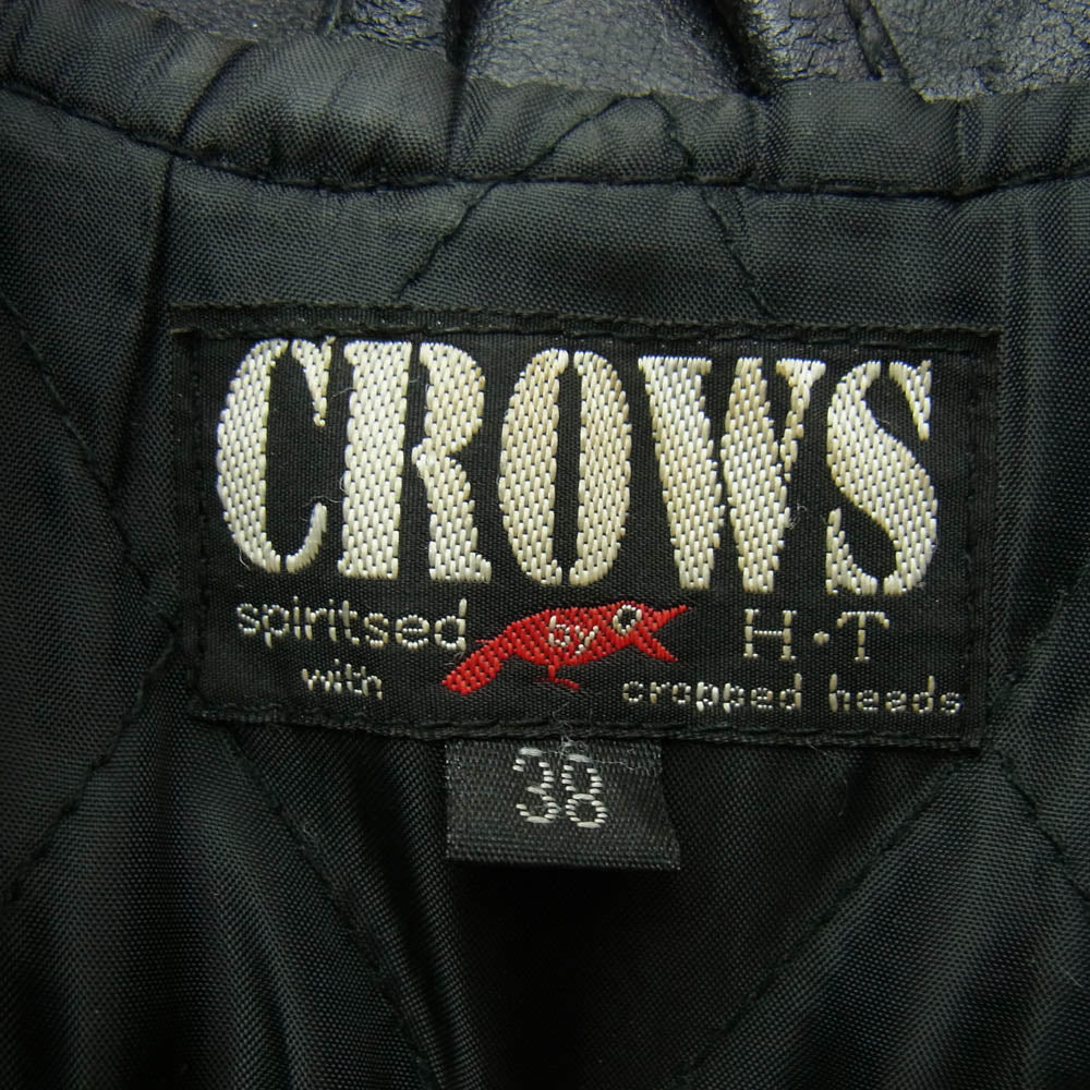 クロップドヘッズ × CROWS クローズ 武装戦線 T.F.O.A ダブル ライダース ジャケット レザー 牛革 ブラック系 38【中古】