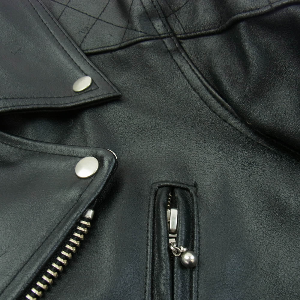 クロップドヘッズ × CROWS クローズ 武装戦線 T.F.O.A ダブル ライダース ジャケット レザー 牛革 ブラック系 38【中古】