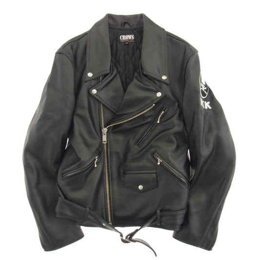 クロップドヘッズ × CROWS クローズ WORST ワースト デスラビット KKK 姫川敬モデル ダブル ライダース ジャケット レザー 牛革 ブラック系 38【中古】