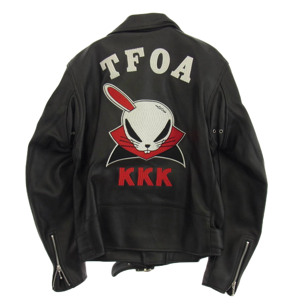 クロップドヘッズ × CROWS クローズ WORST ワースト デスラビット KKK 姫川敬モデル ダブル ライダース ジャケット レザー 牛革 ブラック系 38【中古】