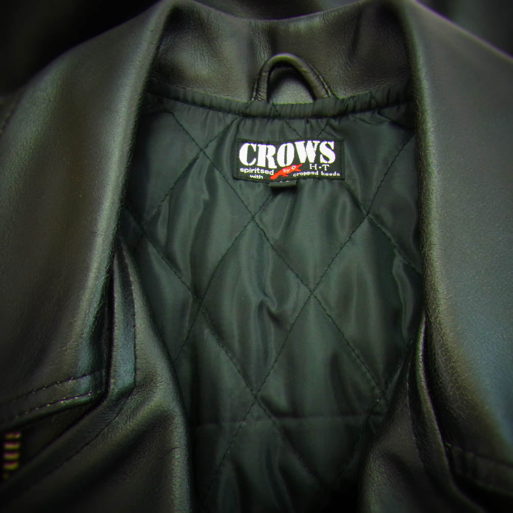クロップドヘッズ × CROWS クローズ WORST ワースト デスラビット KKK 姫川敬モデル ダブル ライダース ジャケット レザー 牛革 ブラック系 38【中古】