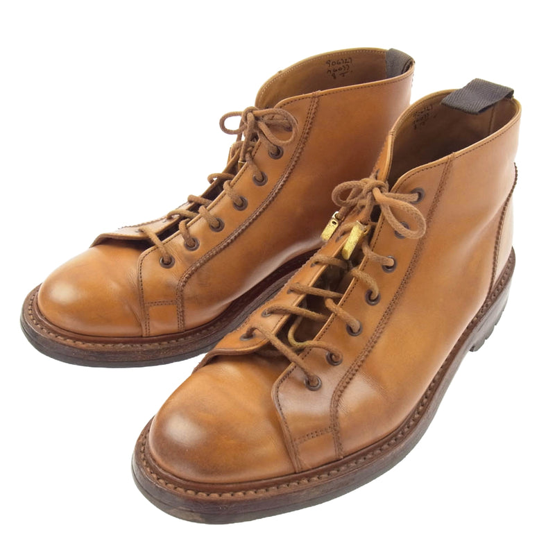 Tricker's トリッカーズ M6077 Monkey Boots モンキーブーツ レザー レースアップ ブーツ シューズ ブラウン系 ベージュ系 実寸25.5cm【中古】