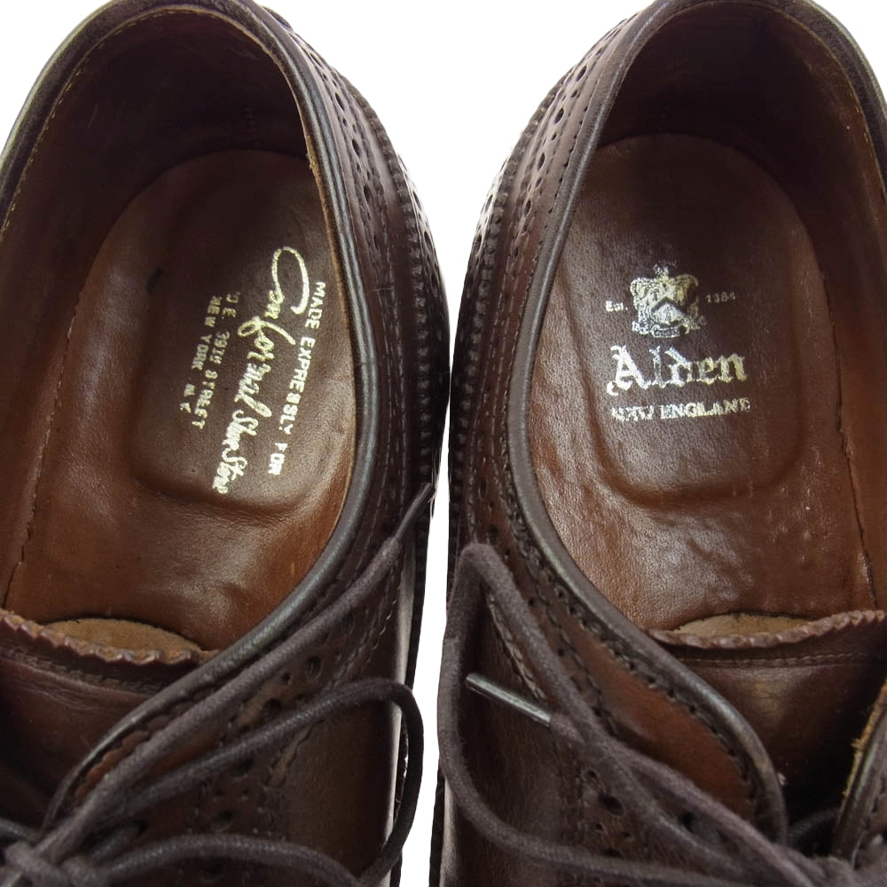 ALDEN オールデン 58806 モディファイド クロムエクセル 純正シューツリー付属 ロングウィングチップ レザー シューズ ダークブラウン系 8.5D【中古】