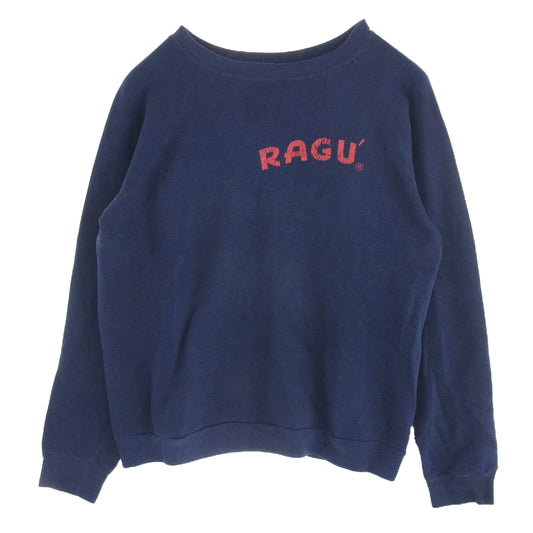 ヴィンテージ ヴィンテージ RAGU ラグーソース 企業ロゴ プリント スウェット ネイビー系【中古】
