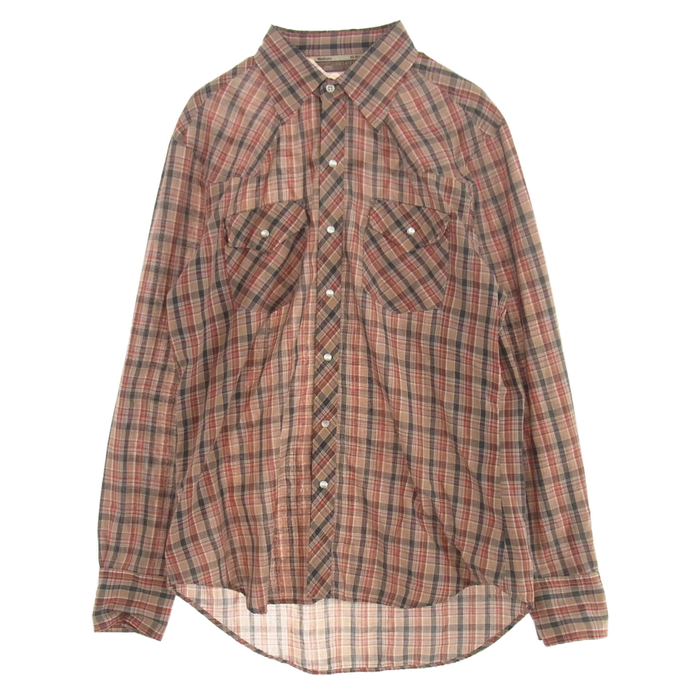 シアーズ 70's ヴィンテージ WESTERN WEAR チェック柄 ウエスタン シャツ 長袖 レッド系 M【中古】