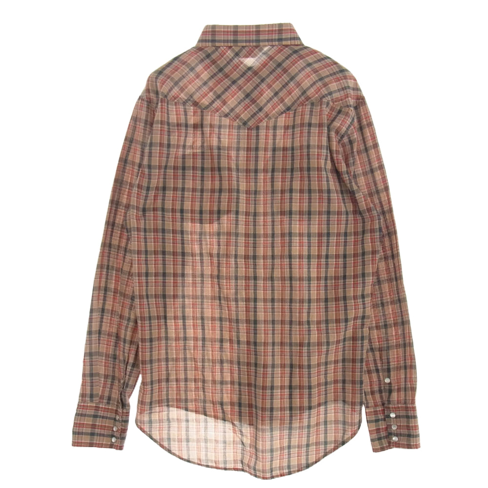 シアーズ 70's ヴィンテージ WESTERN WEAR チェック柄 ウエスタン シャツ 長袖 レッド系 M【中古】