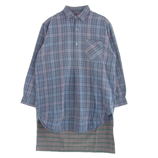 ヴィンテージ 60's～70's リメイク カスタム チェック柄 プルオーバー グランパ シャツ 長袖 マルチカラー系【中古】