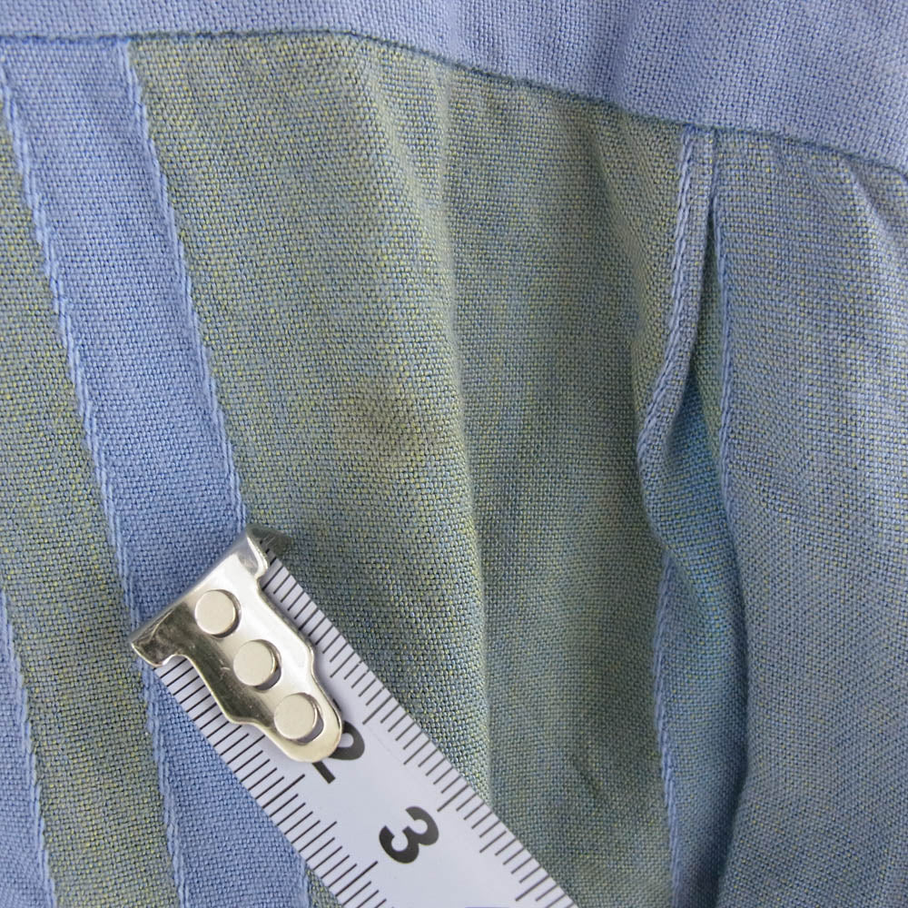 TOWNCRAFT タウンクラフト 60's～70's ヴィンテージ Penneys レーヨン 開襟 ストライプ シャツ 長袖 ライトブルー系 グリーン系 M【中古】