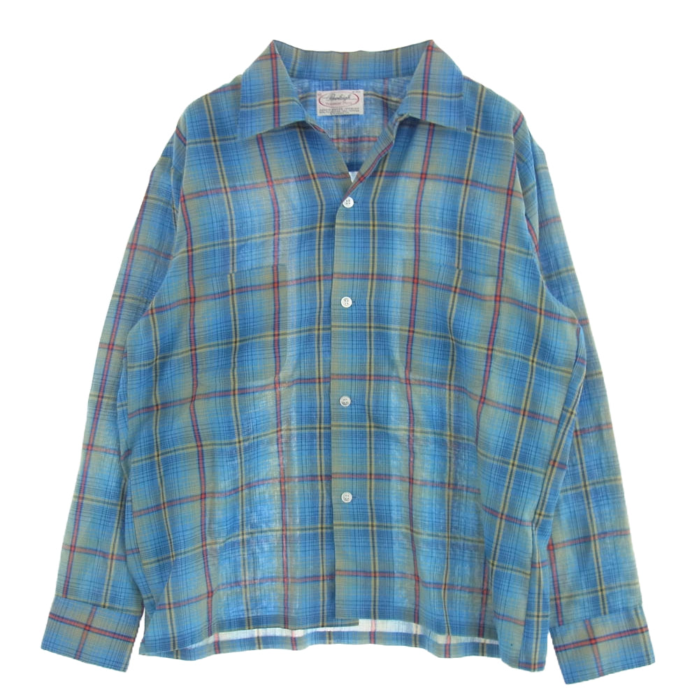ペンリー 60's～70's チェック柄 開襟 襟芯 シャツ 長袖 マルチカラー系 M【中古】