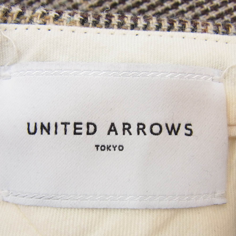 UNITED ARROWS ユナイテッドアローズ 1514-202-4387 Johnstons of Elgin ジョンストンズオブエルガン チェック柄 スラックスパンツ ブラウン系 36【中古】