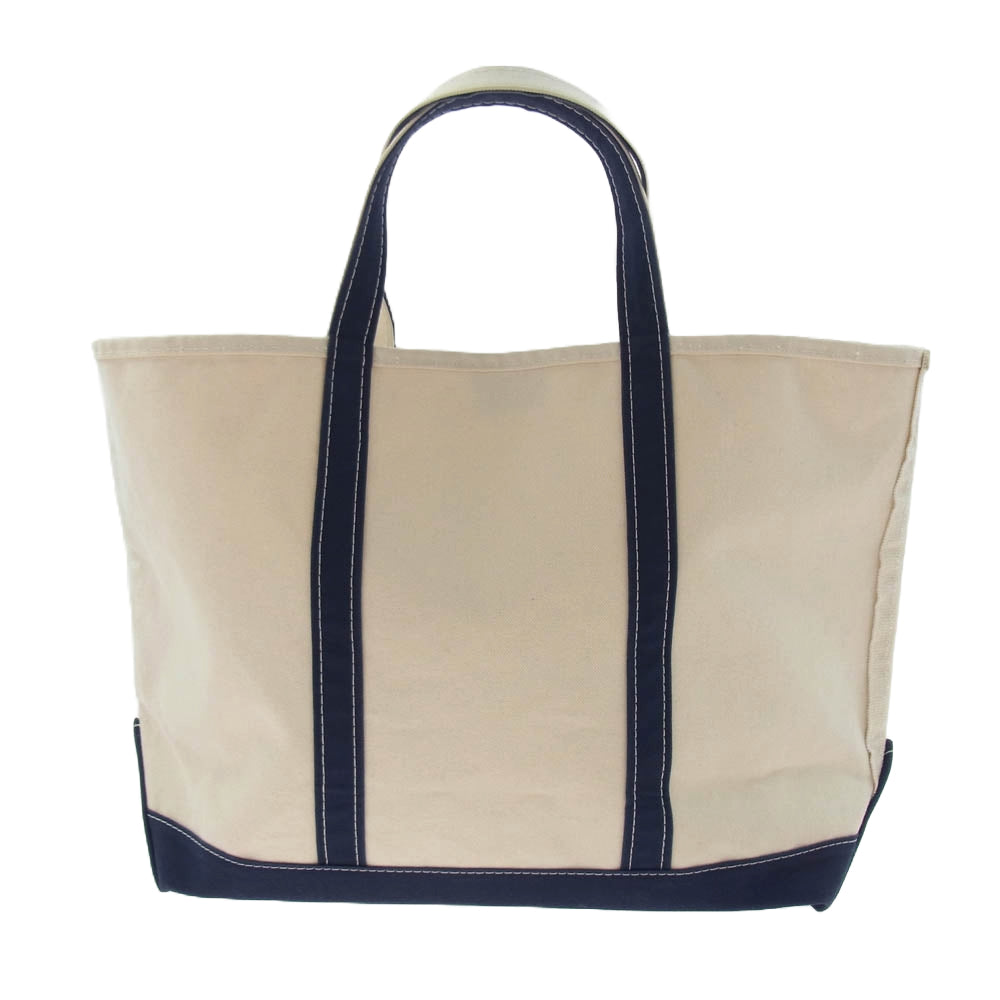 L.L.Bean エルエルビーン USA製 BOAT AND TOTE ボートアンドトート ラージ 大容量 キャンバス トートバッグ オフホワイト系 ネイビー系【中古】