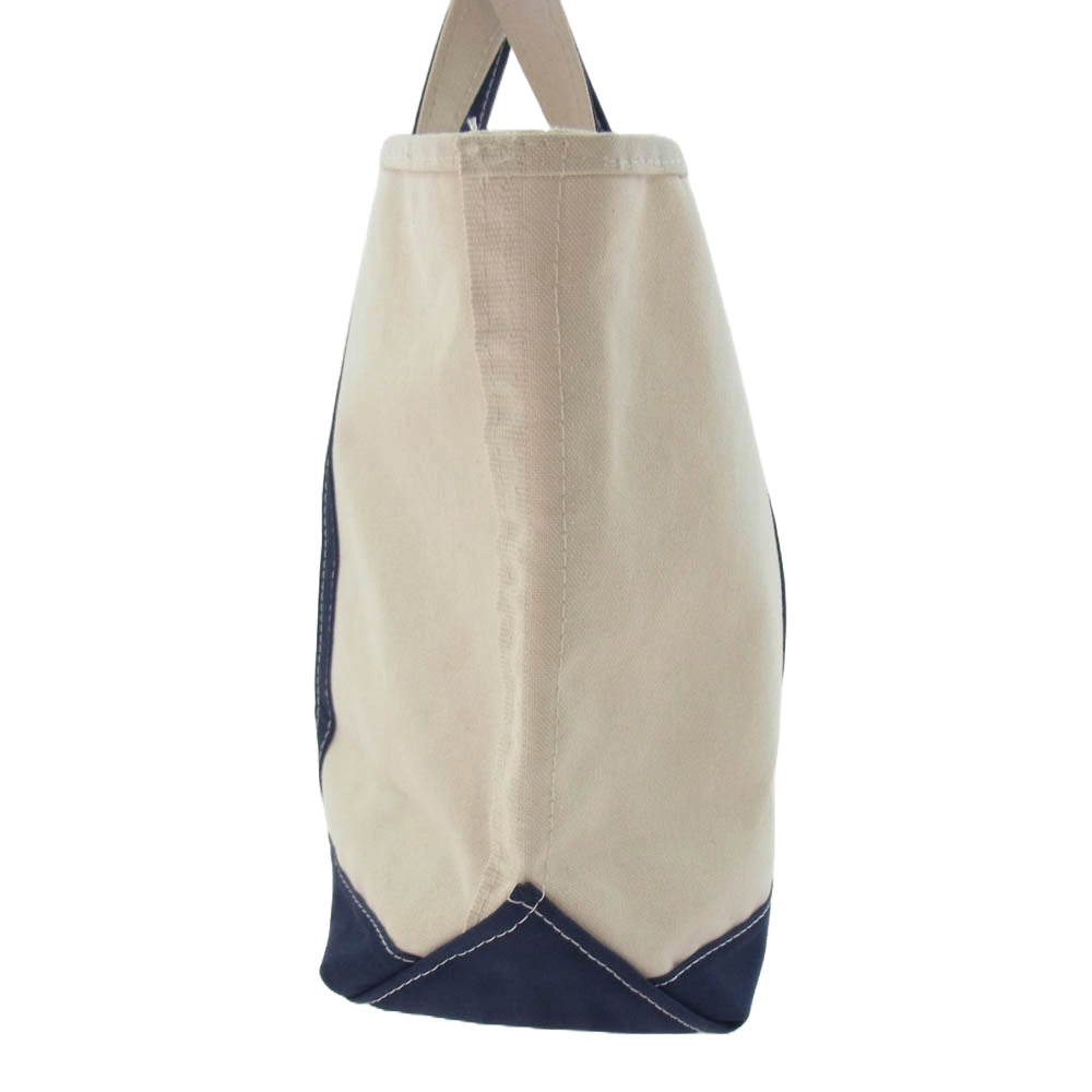 L.L.Bean エルエルビーン USA製 BOAT AND TOTE ボートアンドトート ラージ 大容量 キャンバス トートバッグ オフホワイト系 ネイビー系【中古】