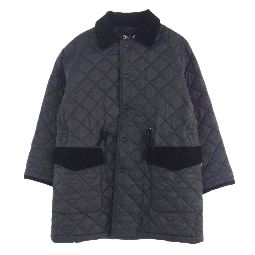 LAVENHAM ラベンハム TOMORROWLAND トゥモローランド別注 襟コーデュロイ 中綿 キルティング ジャケット コート ブラック系 S【中古】