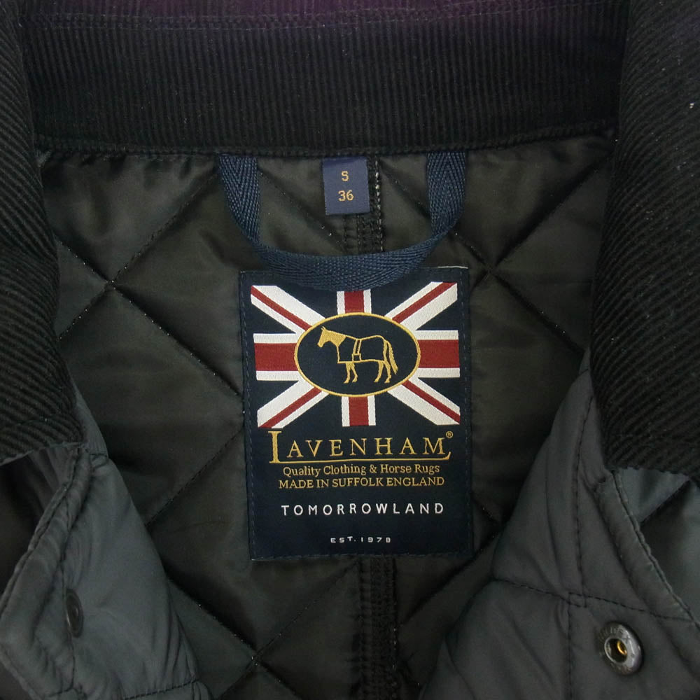 LAVENHAM ラベンハム TOMORROWLAND トゥモローランド別注 襟コーデュロイ 中綿 キルティング ジャケット コート ブラック系 S【中古】