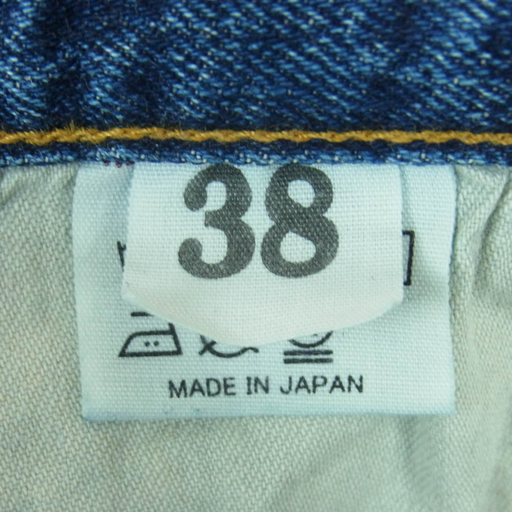 WAREHOUSE ウエアハウス Lot.1105 ジップフライ レッドライン 赤耳 ユーズド加工 ストレート デニム パンツ インディゴブルー系 W38【中古】