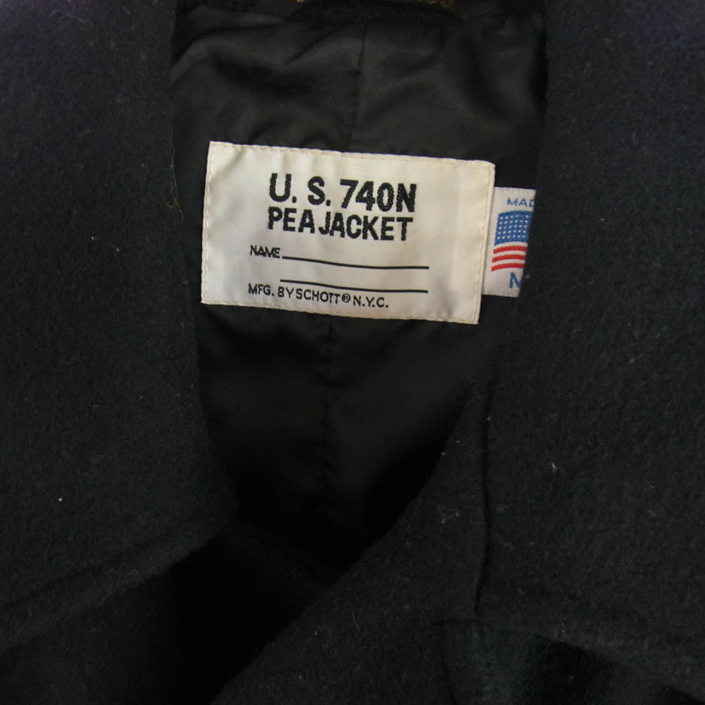 schott ショット 7477 USA製 PEA JACKET ピージャケット ピーコート ブラック系 M【中古】