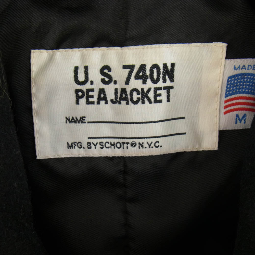 schott ショット 7477 USA製 PEA JACKET ピージャケット ピーコート ブラック系 M【中古】