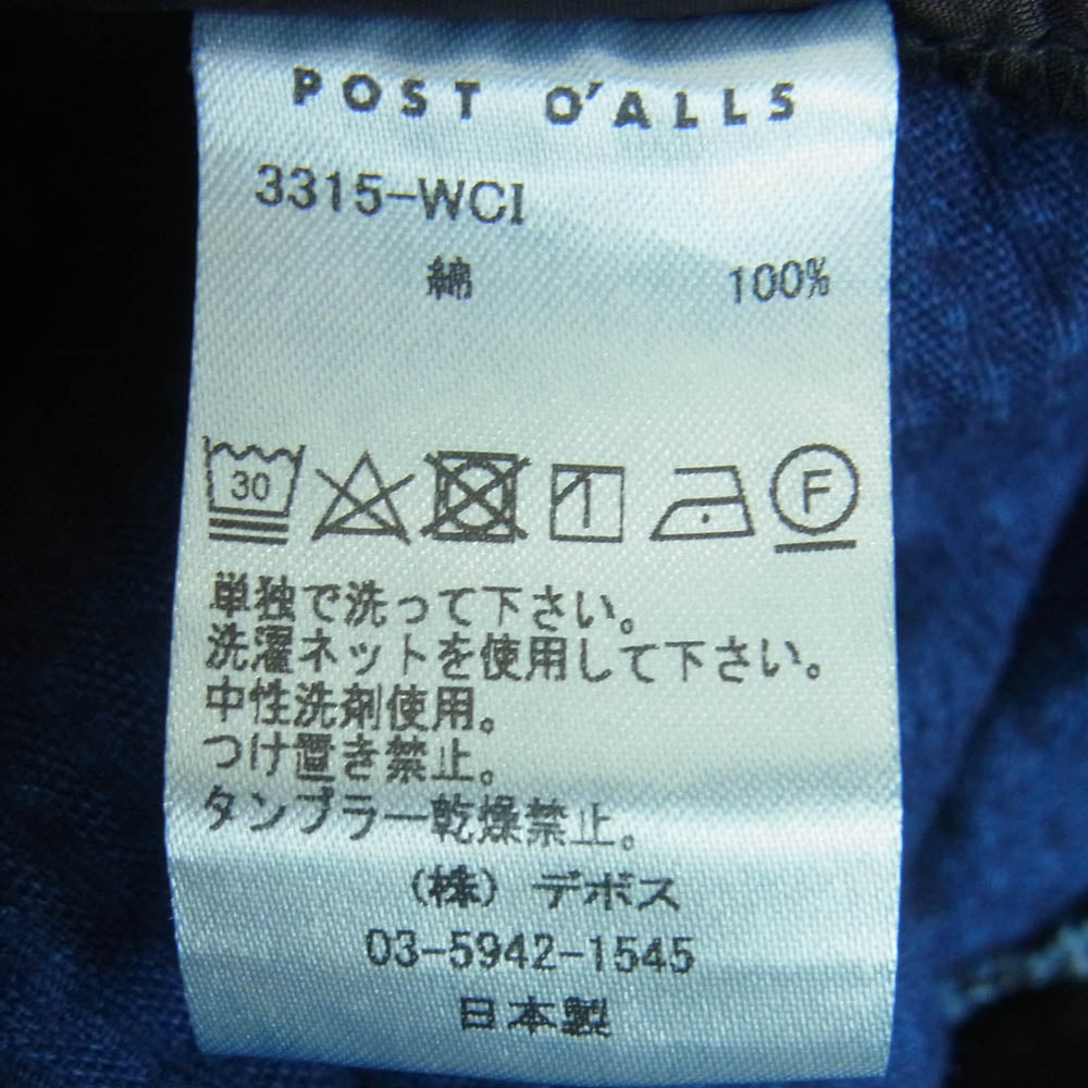 POST OVERALLS ポストオーバーオールズ 3315-WCI E-Z Lax 4 widewale cords indigo インディゴ コーデュロイ パンツ ネイビー系 L【中古】