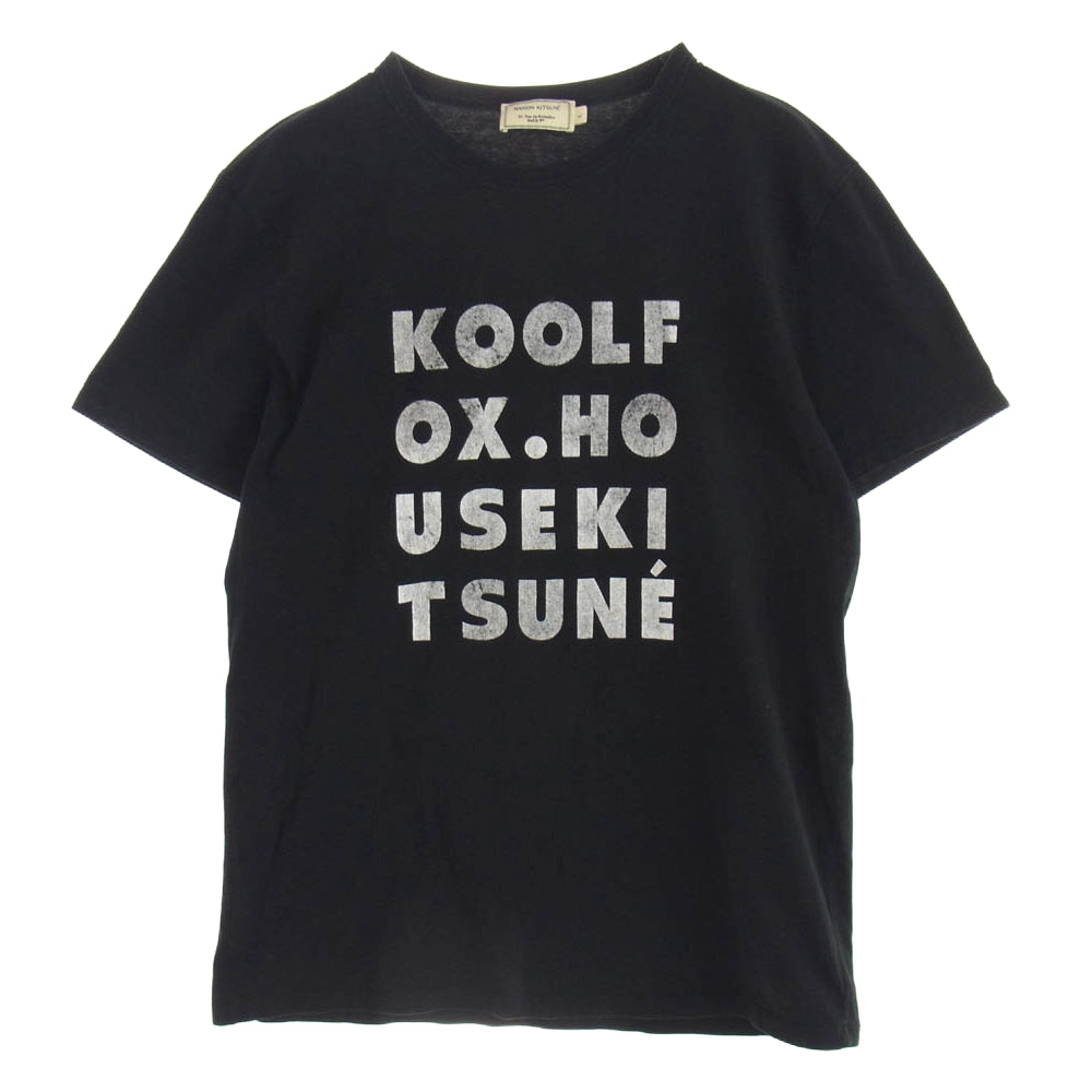 メゾンキツネ Kool Fox Tshirt ロゴ 半袖 Tシャツ カットソー ブラック系 L【中古】