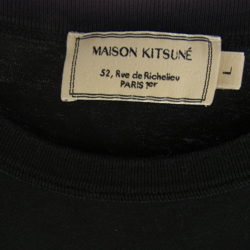 メゾンキツネ Kool Fox Tshirt ロゴ 半袖 Tシャツ カットソー ブラック系 L【中古】