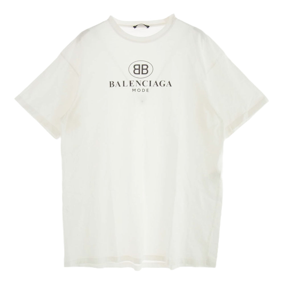 BALENCIAGA バレンシアガ 19SS 556150 TYK23 BB ロゴ プリント 半袖 Tシャツ カットソー ホワイト系 XS【中古】